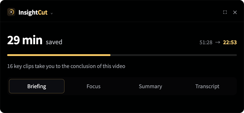 51:28 → 22:53 · 29 minutes saved